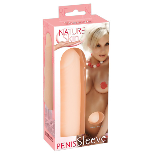 Nature Skin Penis Sleeve реалистичная насадка для увеличения члена, + 3 см (телесный) - sex-shop.ua